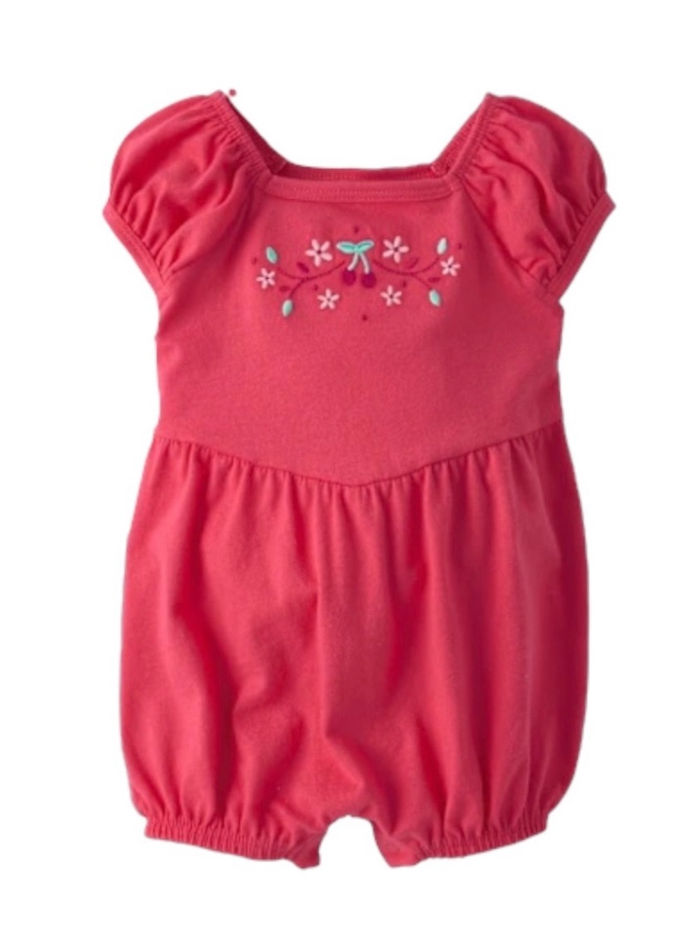 10/$15 The Children's Place Embroidered Cherries Puff Sleeve Romper Size 3-6